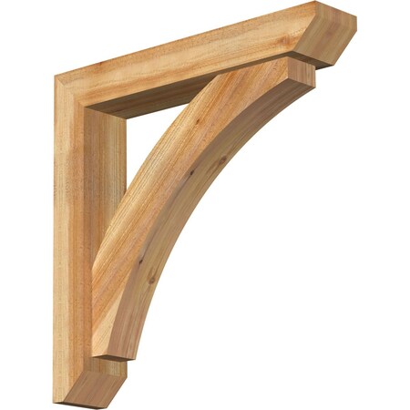 Ekena Millwork Thorton Slat Rough Sawn Bracket w/ Offset Brace, Western Red Cedar, 6"W x 32"D x 32"H BKT0604X32X32THR06RWR